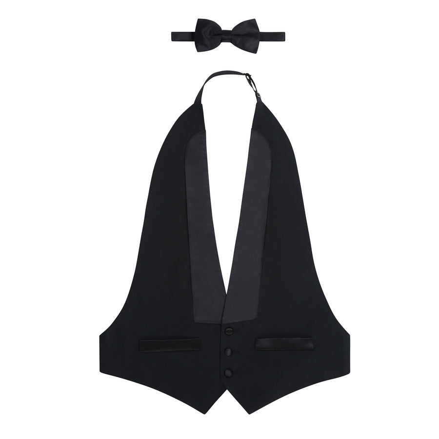 Mens Wool Backless Black Tuxedo Vest and Tie – TuxedoVests