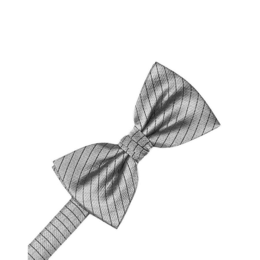 Mens Diamond Grid Pattern Silver Pre Tied Bow Tie